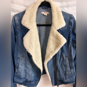 Mossimo Supply Co. Blue Jean Jacket with Cream Lining